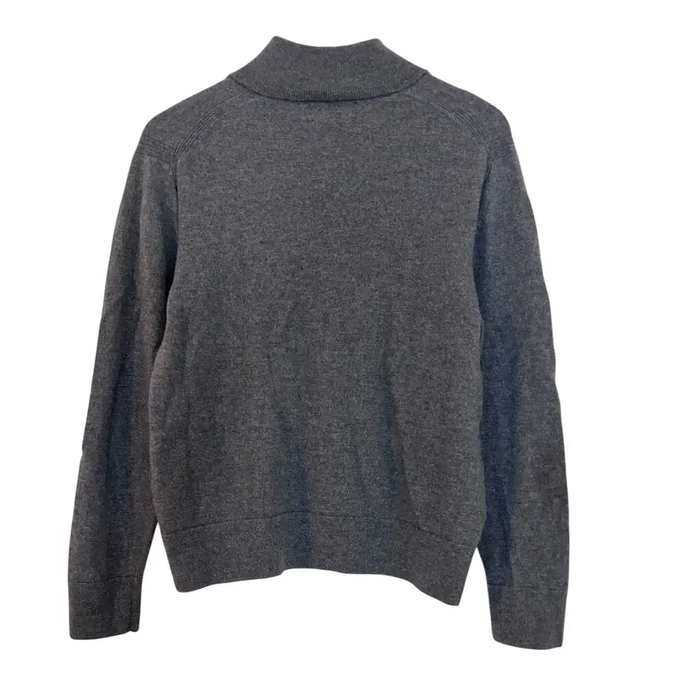 Banana Republic Italian Merino Wool Half Zip Sweater Gray Large